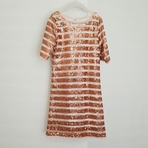 Girls Rose Gold Sequined Party Dress